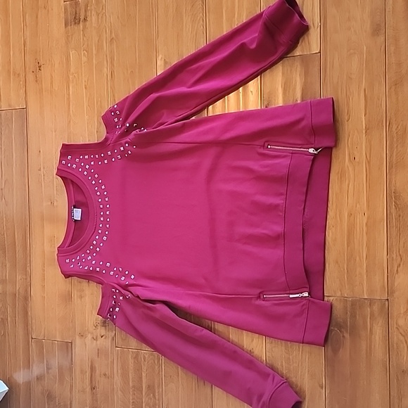 VENUS Cold Shoulder Studded Zipper Sweatshirt Size SMALL - Picture 2 of 9